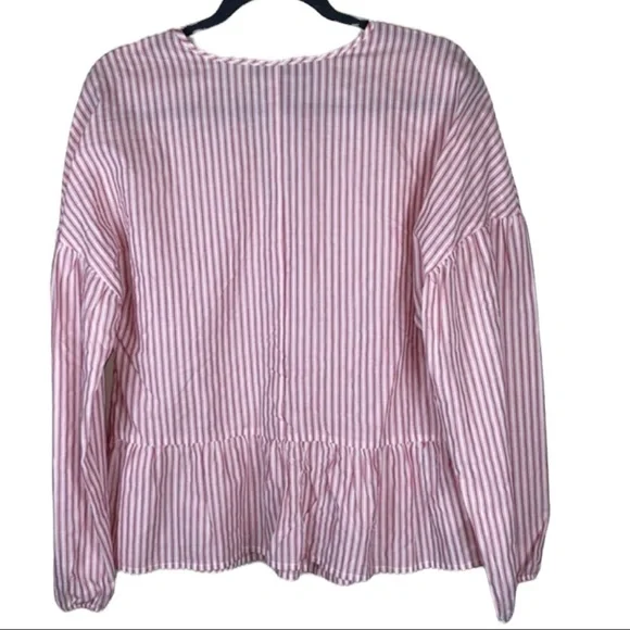 BCBGMaxAzria Striped Boho Long Sleeve Peasant Top Size M - Picture 3 of 7